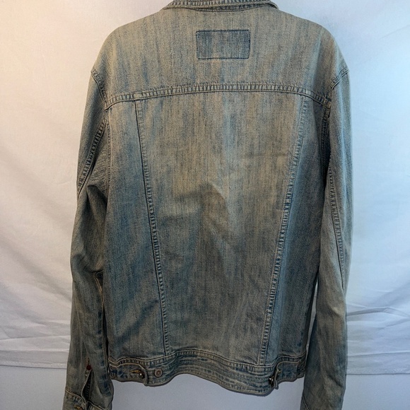 Vintage 'CLOCKHOUSE' Silver Metallic Painted Bleached Wash Denim Jacket M Unisex - Picture 9 of 9